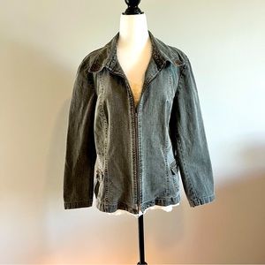Tribal Stretch Grey Stone Wash Denim Blazer Jacket - size L